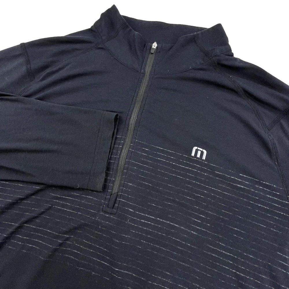 Travis Mathew 1/4 Zip Pullover Golf Shirt Men Size XL Black Lightweight Stretch